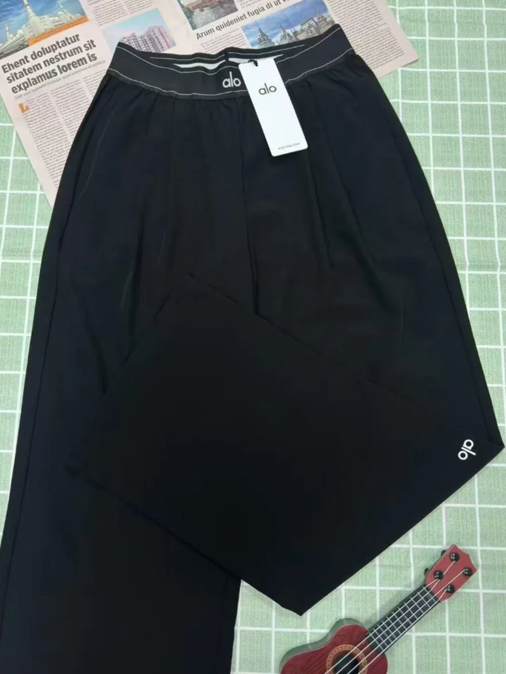 🎉NWT ALO Yoga Suit Up Trouser Black🍷Relaxed Wide Leg Pants 30